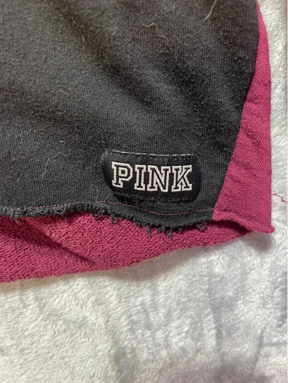 PINK Victoria's Secret Women's Colorblock Snap Sleeve Cropped Sweatshirt Large - Picture 5 of 10